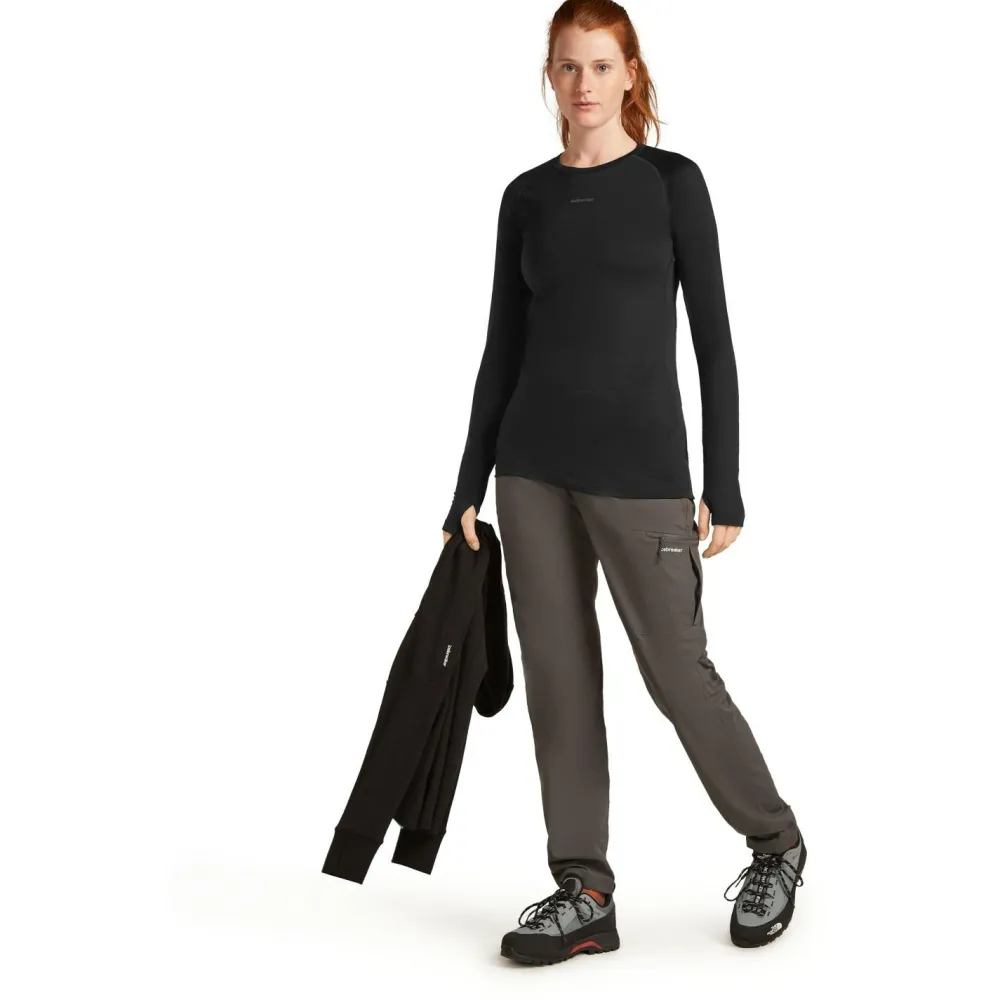 Icebreaker - Women's Merino 125 Zoneknit L/S Crewe - Merinounterwäsche Black Hot