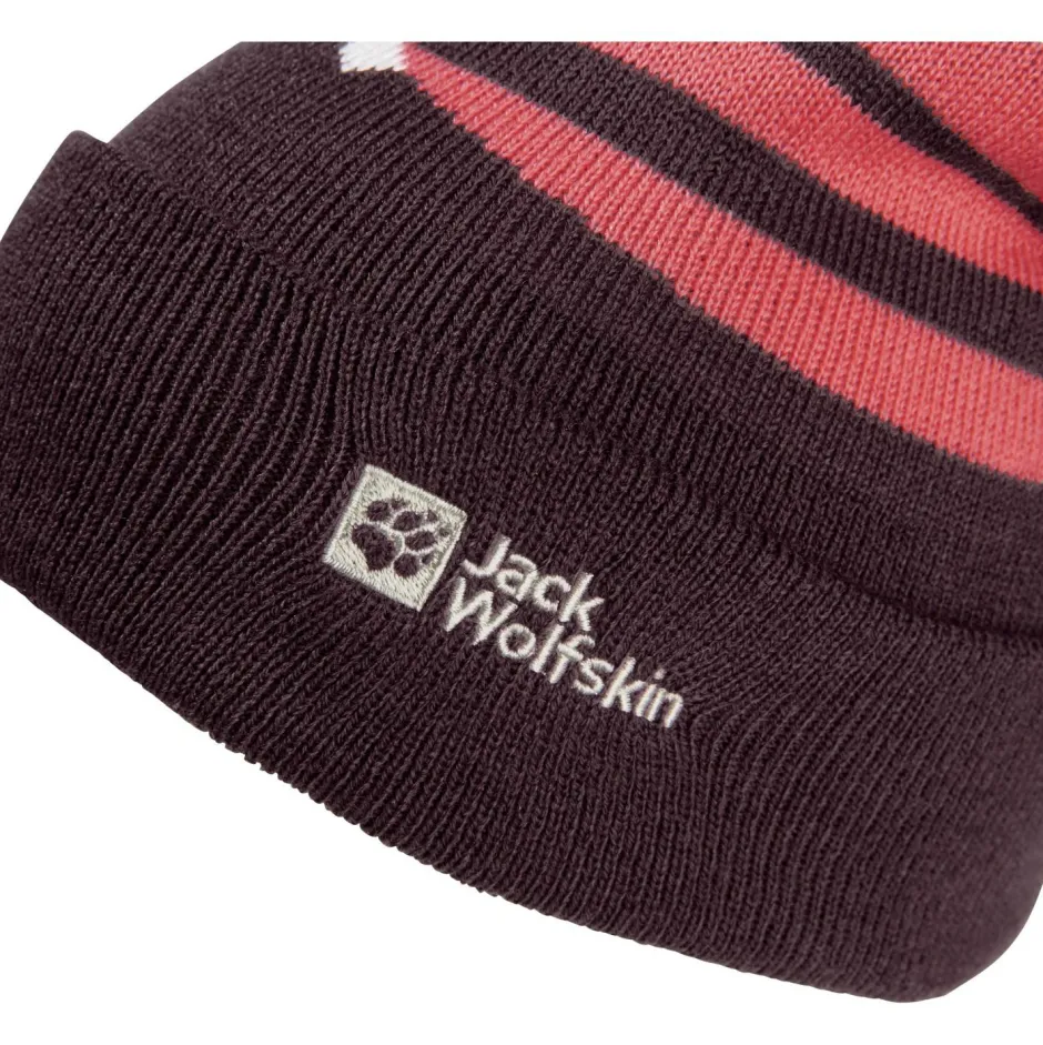 Jack Wolfskin Kopfbedeckungen|Alltagsbekleidung-- Kid's Stripy Pompom Beanie - Mütze
