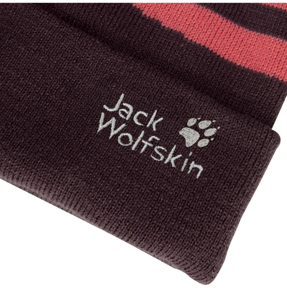Jack Wolfskin Kopfbedeckungen|Alltagsbekleidung-- Kid's Stripy Pompom Beanie - Mütze