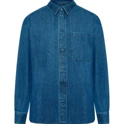 KnowledgeCotton Apparel Shirts, Hemden & Longsleeves|Alltagsbekleidung-- Loose Denim Shirt - Hemd Dark Blue Denim