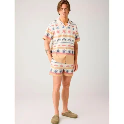 KnowledgeCotton Apparel - Mid-Thigh Icon AOP Seersucker Swimshorts - Badehose Multi Color AOP Clearance