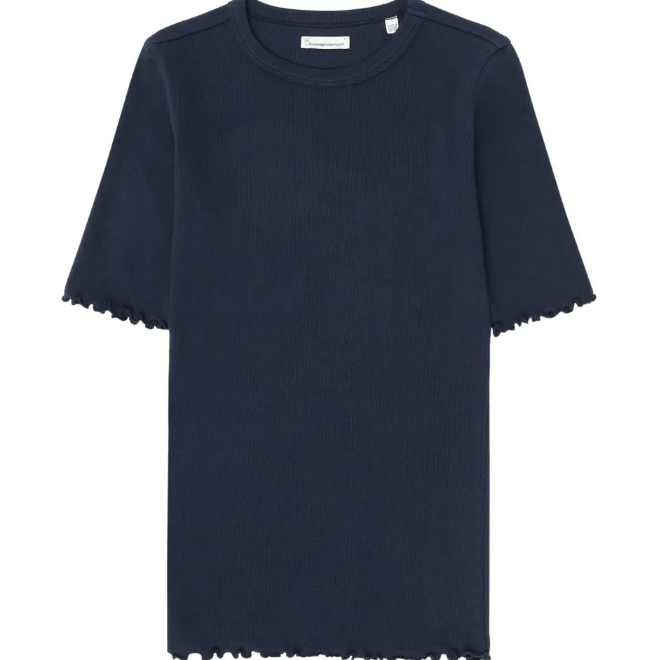 KnowledgeCotton Apparel - Woen' Rib Tee Ruffe Heing - T-hirt