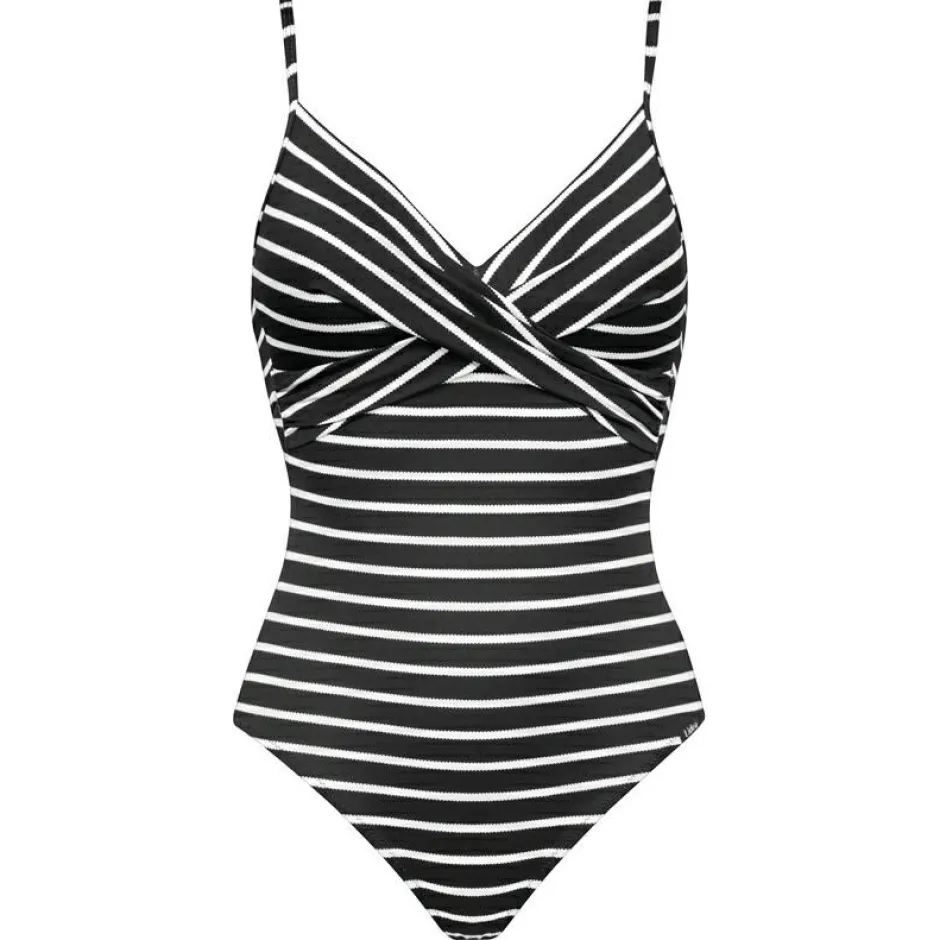 Lidea Bademode-- Women's Line Up Swimsuit - Badeanzug Black / White