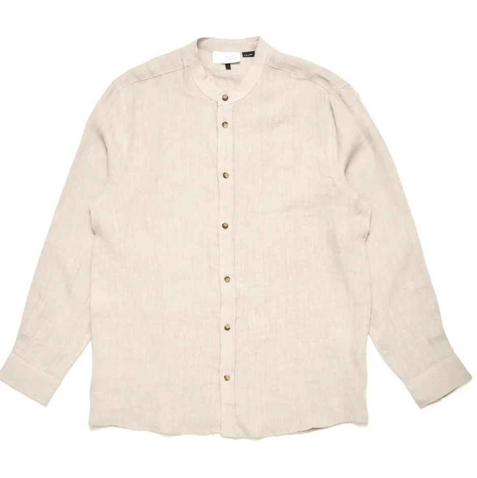 Mazine Shirts, Hemden & Longsleeves|Alltagsbekleidung-- Stand Collar Linen Shirt - Hemd