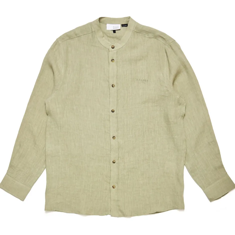 Mazine Shirts, Hemden & Longsleeves|Alltagsbekleidung-- Stand Collar Linen Shirt - Hemd