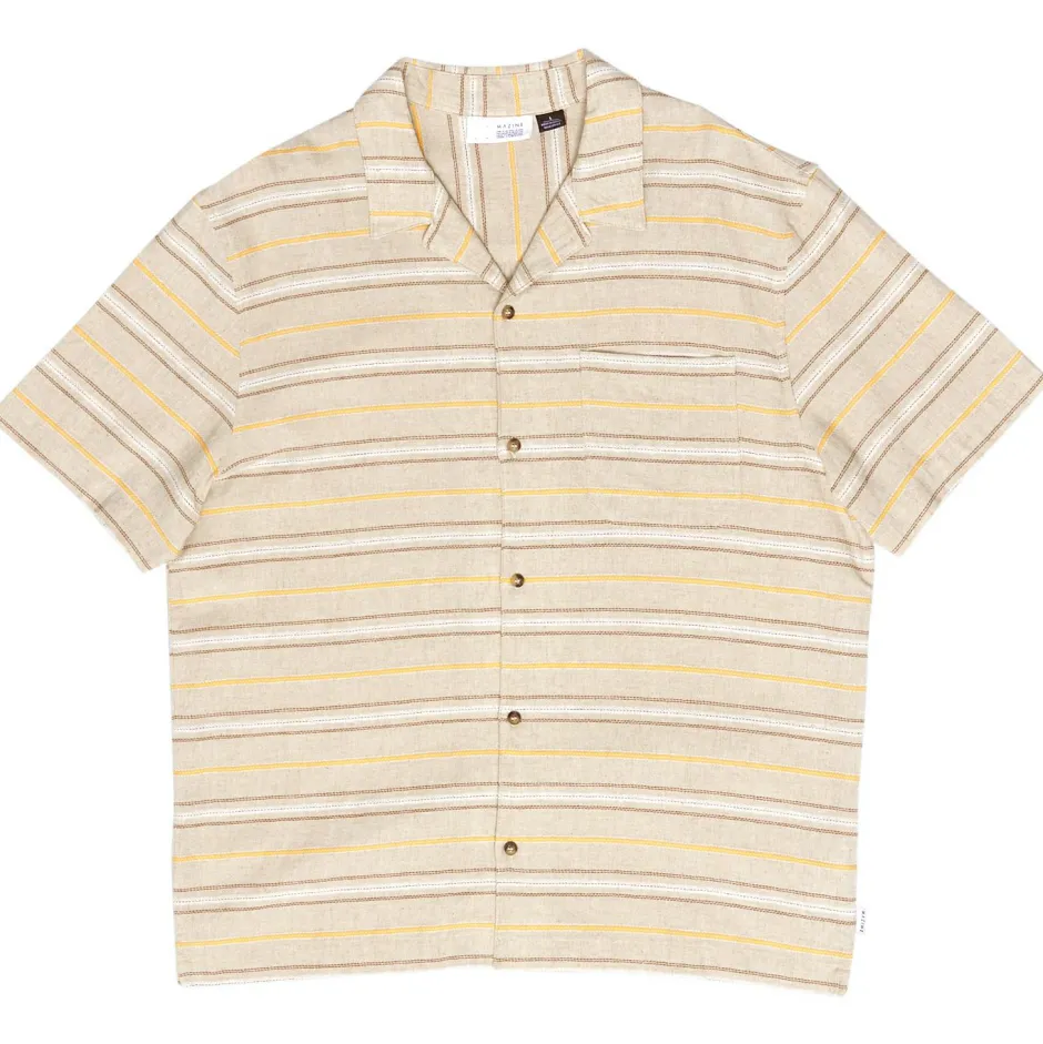Mazine - triped inen-ix Reort hirt - Hed