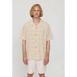 Mazine - triped inen-ix Reort hirt - Hed
