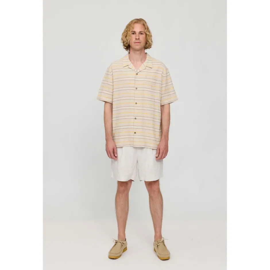 Mazine - triped inen-ix Reort hirt - Hed