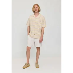 Mazine - triped inen-ix Reort hirt - Hed