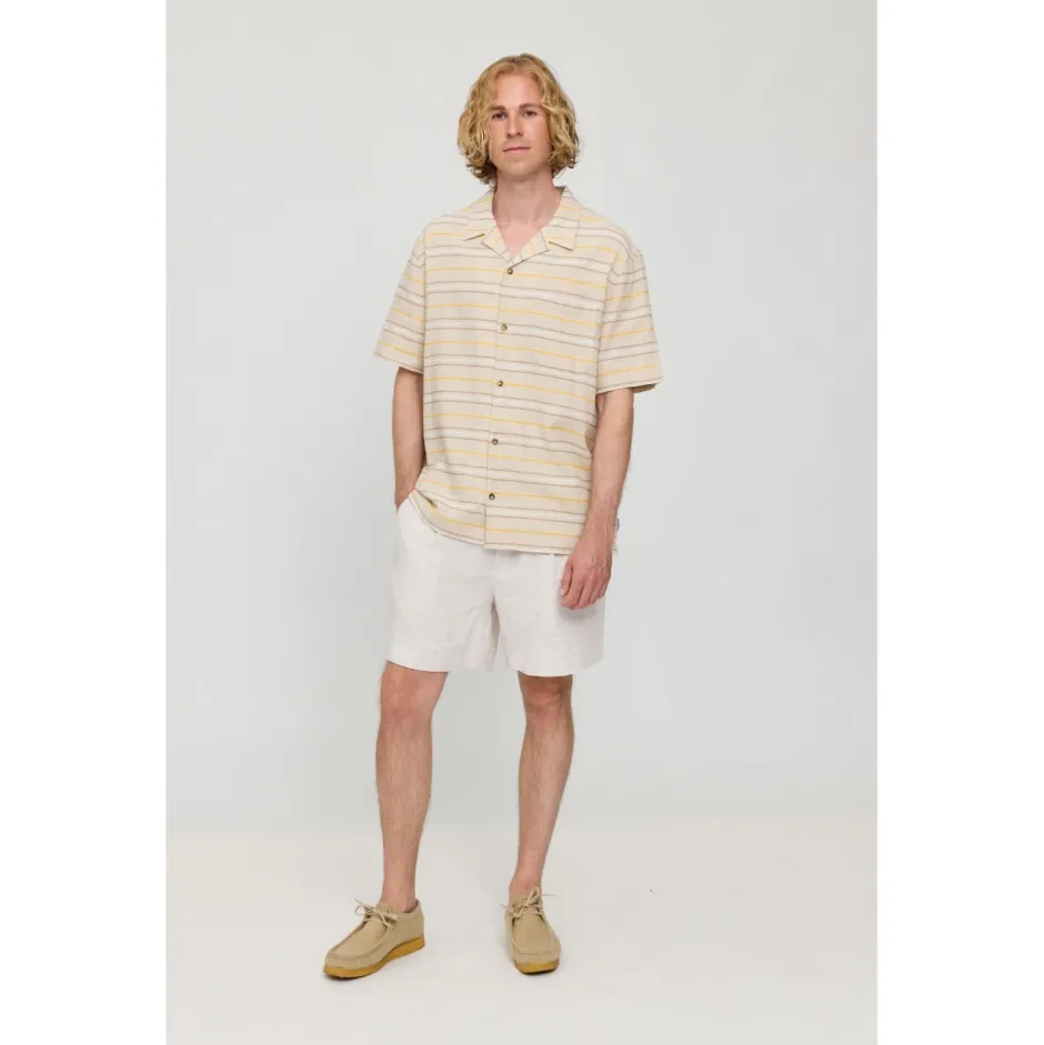 Mazine - triped inen-ix Reort hirt - Hed