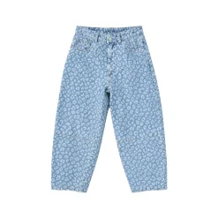 Mazine - Women's Printed Barrel Leg Denim Pants - Jeans Light Blue Wash Online