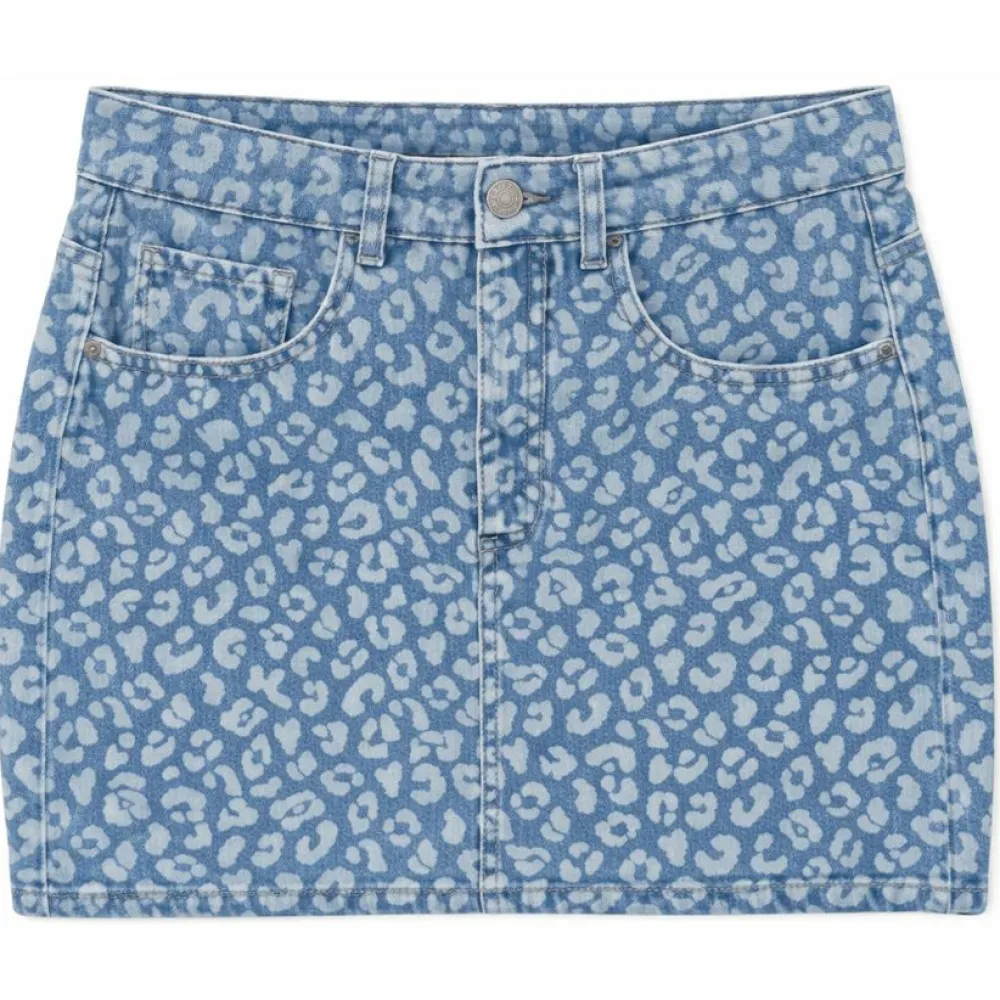 Mazine - Women's Printed Denim Mini Skirt - Rock Light Blue Wash Best