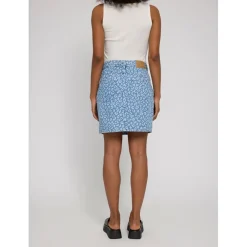 Mazine - Women's Printed Denim Mini Skirt - Rock Light Blue Wash Best