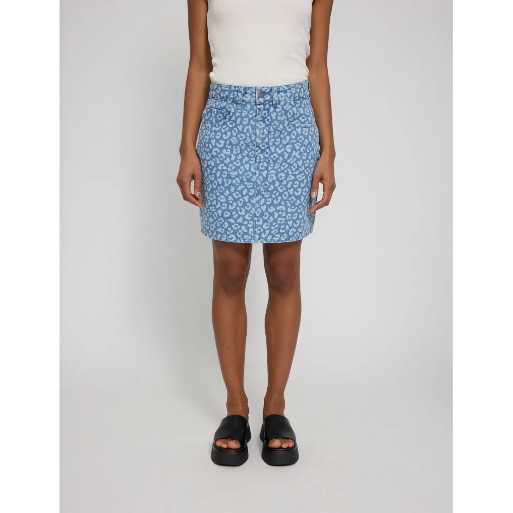 Mazine - Women's Printed Denim Mini Skirt - Rock Light Blue Wash Best