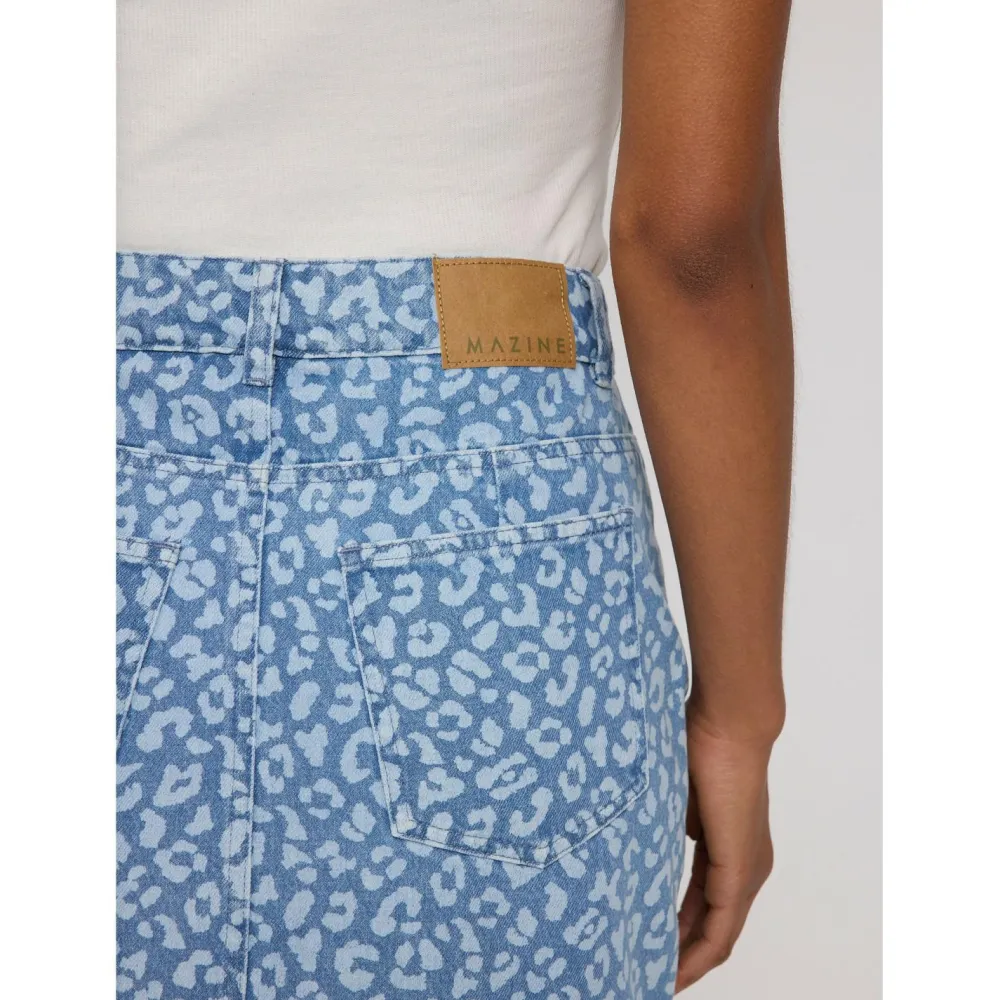 Mazine - Women's Printed Denim Mini Skirt - Rock Light Blue Wash Best