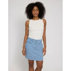 Mazine - Women's Printed Denim Mini Skirt - Rock Light Blue Wash Best