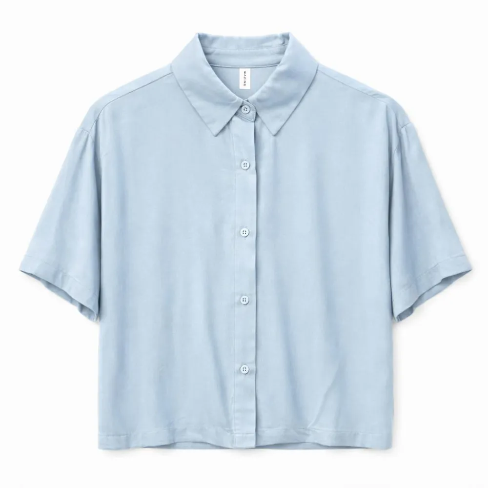 - Woen' hort eeve Vicoe hirt - Bue < Mazine Best