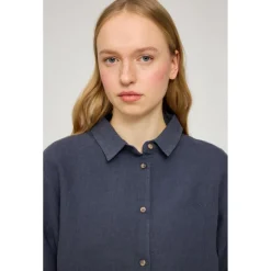 - Woen' 3/4 eeve inen hirt - Bue < Mazine Hot