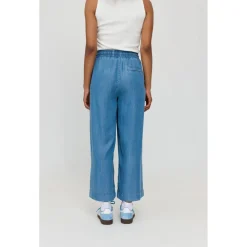 - Woen' Wide eg Deni Pant with Bet - Freizeithoe < Mazine New