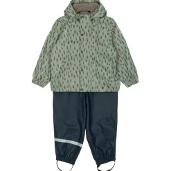 Mikk-Line - Kid's PU Rain Set with Fleece Suspension 104 - Regenset Iceberg Green