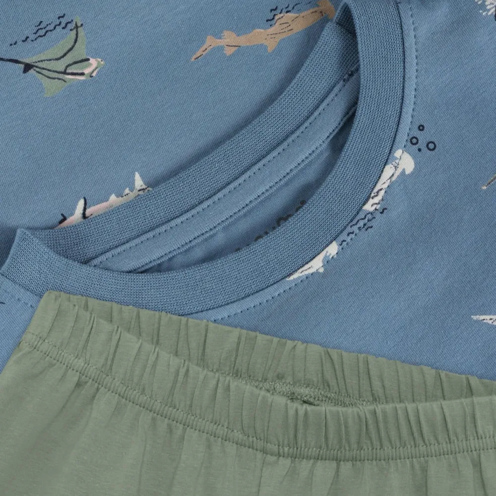 Minymo - Kid's T-Shirt+Short Set AOP 134357 - Overall Blue Shadow New