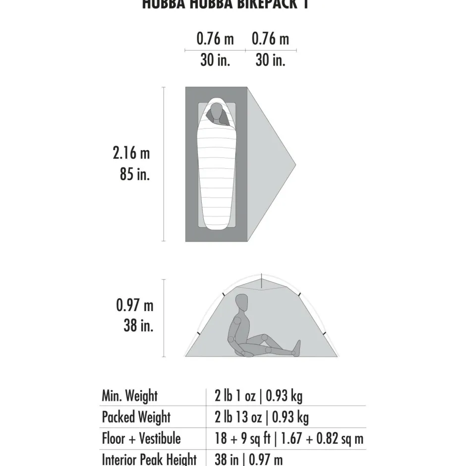 MSR Trekkingzelte|Trekkingausrüstung-- Hubba Hubba Bikepack 1 - 1-Personen Zelt Green