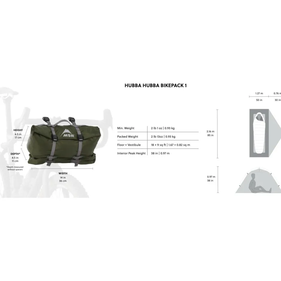 MSR Trekkingzelte|Trekkingausrüstung-- Hubba Hubba Bikepack 1 - 1-Personen Zelt Green