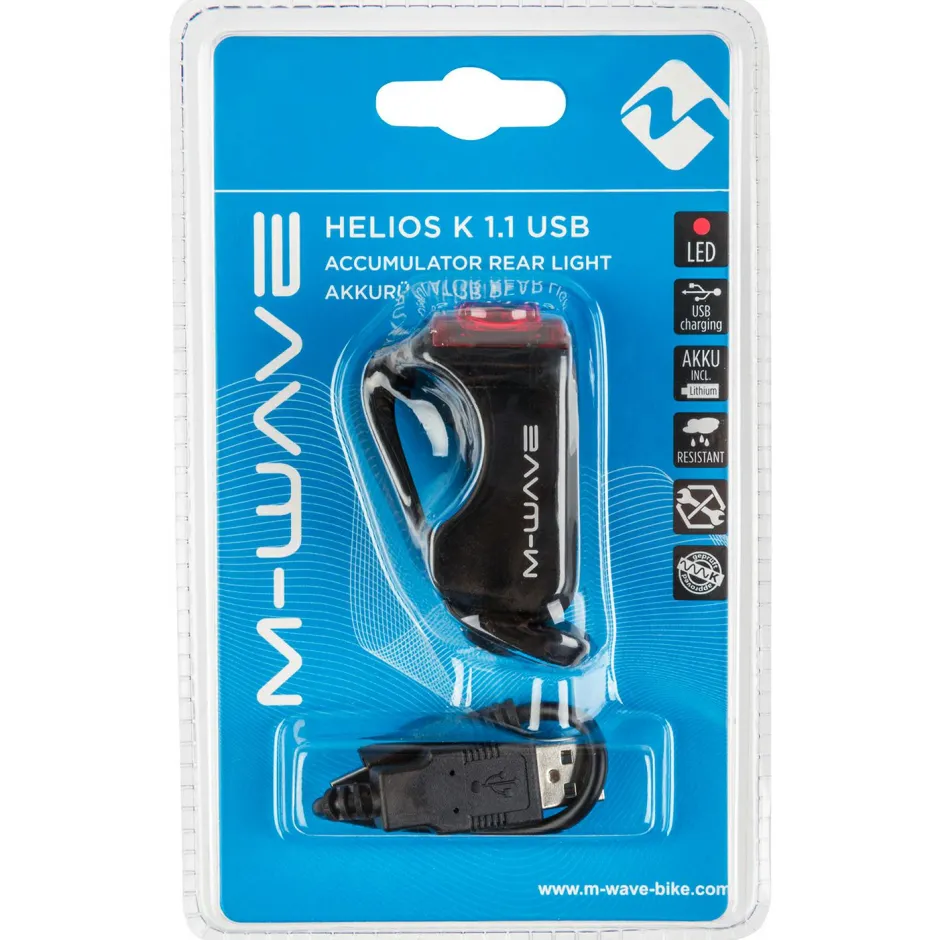 M-Wave Fahrradzubehör|Fahrradlampen-- Helios K 1.1 USB Rücklicht - Rücklicht