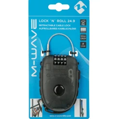 M-Wave Fahrradzubehör|Fahrradschlösser-- Lock'n'Roll D 24.9 Aufroll-Zahlenschloss - Fahrradschloss Black