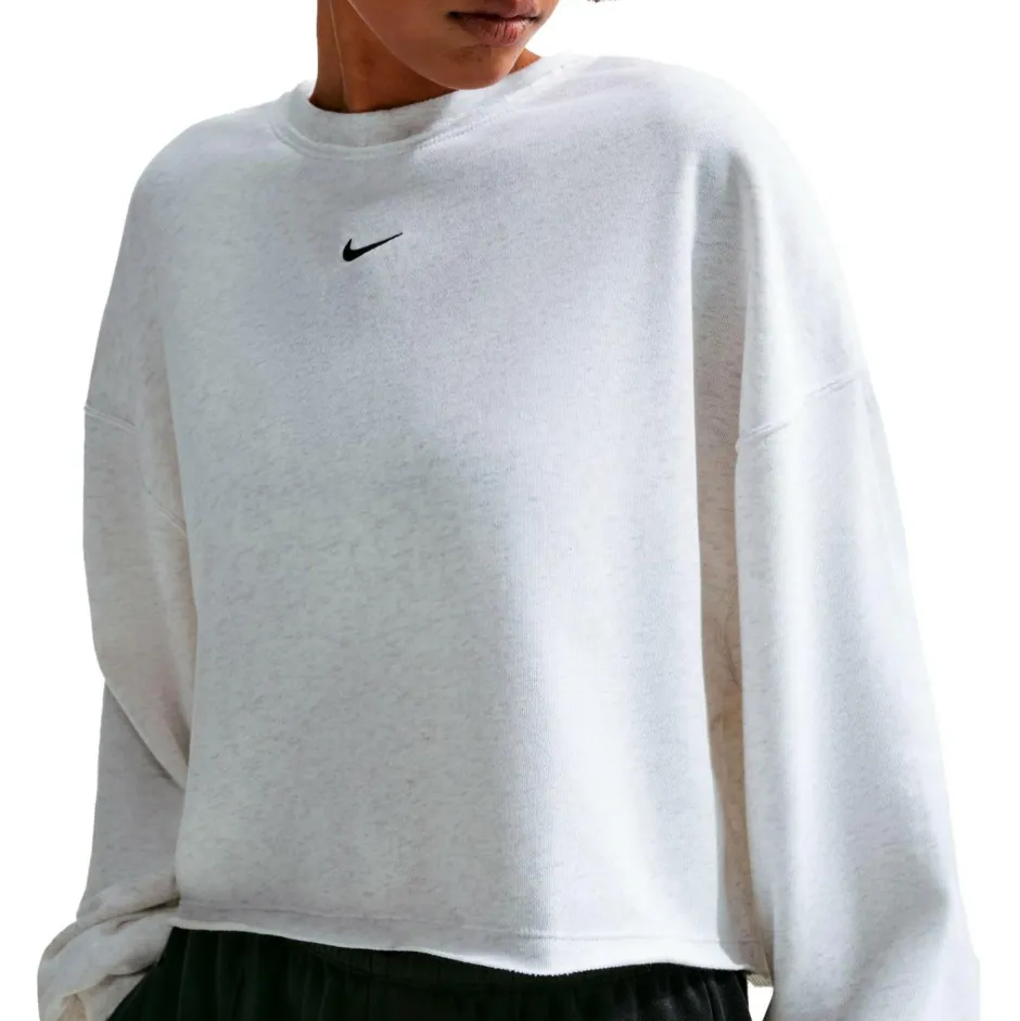 Nike Yogabekleidung|Fitnessbekleidung-- Women's NSW Chill FT Crew - Pullover Birch Heather / Black