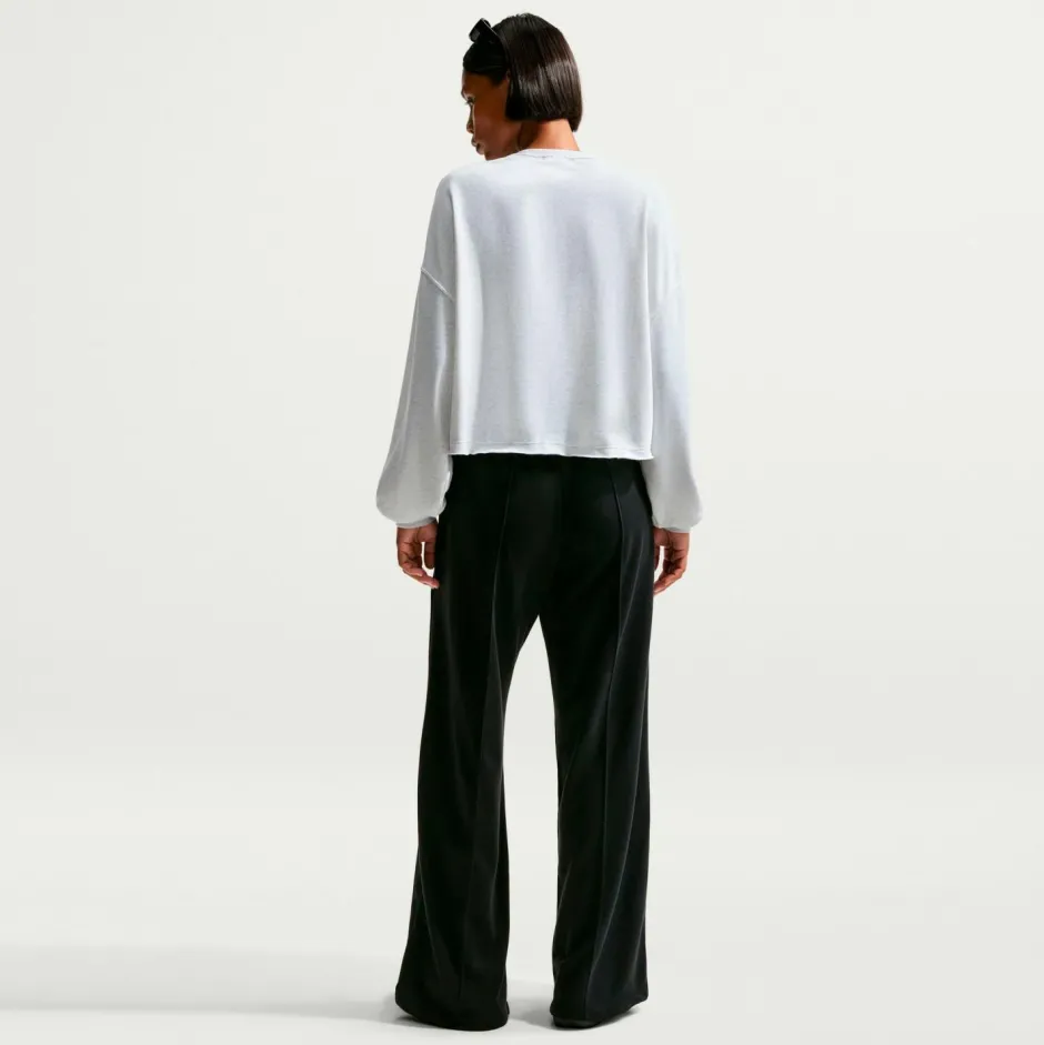 Nike Yogabekleidung|Fitnessbekleidung-- Women's NSW Chill FT Crew - Pullover Birch Heather / Black