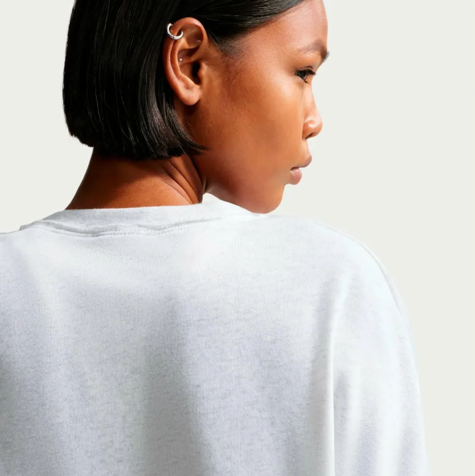 Nike Yogabekleidung|Fitnessbekleidung-- Women's NSW Chill FT Crew - Pullover Birch Heather / Black