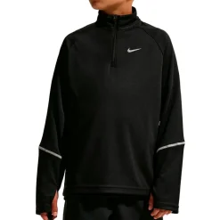 Nike Fitnessbekleidung|Laufbekleidung-- Kid's Miler Dri-FIT 1/2-Zip Top - Laufshirt Black / Reflective Silver