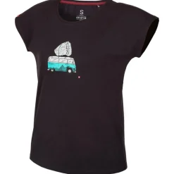 Ocun Kletterbekleidung|T-Shirts-- Women's Kimo T Bus-Stone - T-Shirt Anthracite Obsidian