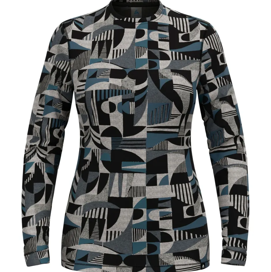 Odlo Skibekleidung|Merinounterwäsche-- Women's BL Top Crew Neck L/S Merino Heritage - Merinounterwäsche Provincial Blue / Black