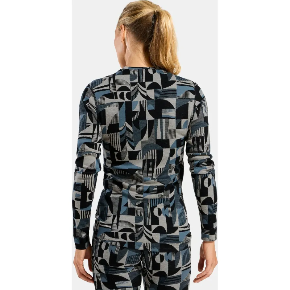 Odlo Skibekleidung|Merinounterwäsche-- Women's BL Top Crew Neck L/S Merino Heritage - Merinounterwäsche Provincial Blue / Black