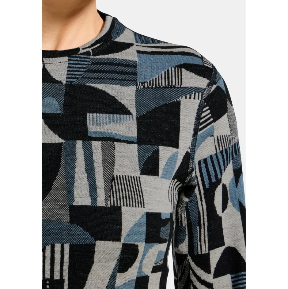 Odlo Skibekleidung|Merinounterwäsche-- Women's BL Top Crew Neck L/S Merino Heritage - Merinounterwäsche Provincial Blue / Black