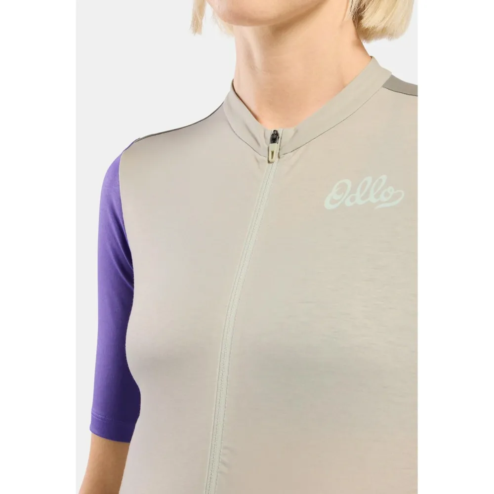 Odlo - Women's Essential Heritage Print Shirt S/S FZ - Radtrikot Outlet