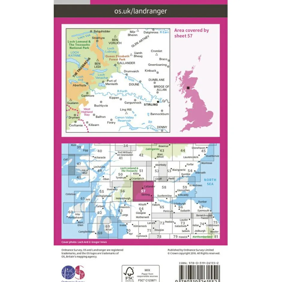 Ordnance Survey Wanderkarten-- Stirling / The Trossachs L057 - Wanderkarte Ausgabe 2016