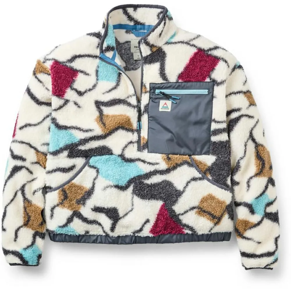 Passenger - Women's Ravi Recycled Sherpa Fleece - Fleecepullover Abstract Trails Off White Sale