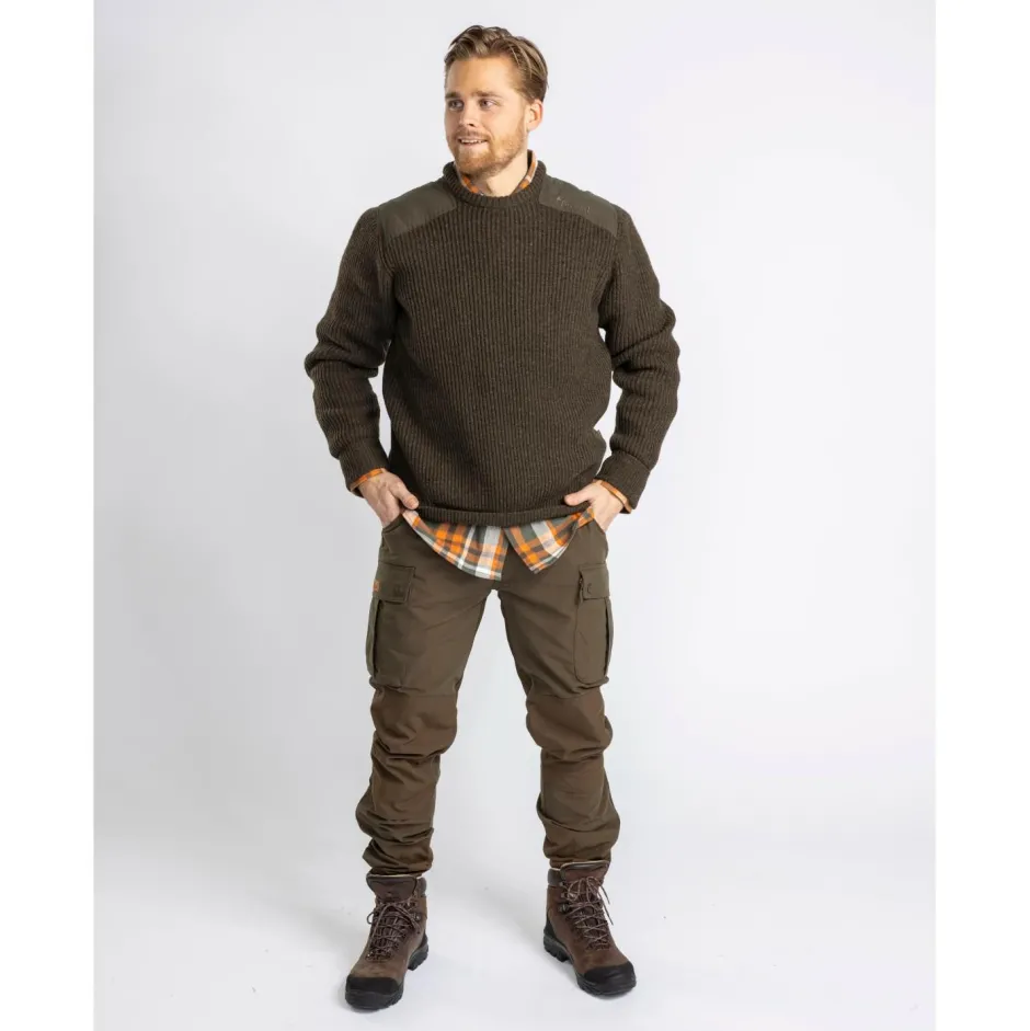 Pinewood Pullover & Hoodies|Wanderbekleidung-- Lappland Rough Sweater - Wollpullover Mossgreen Melange