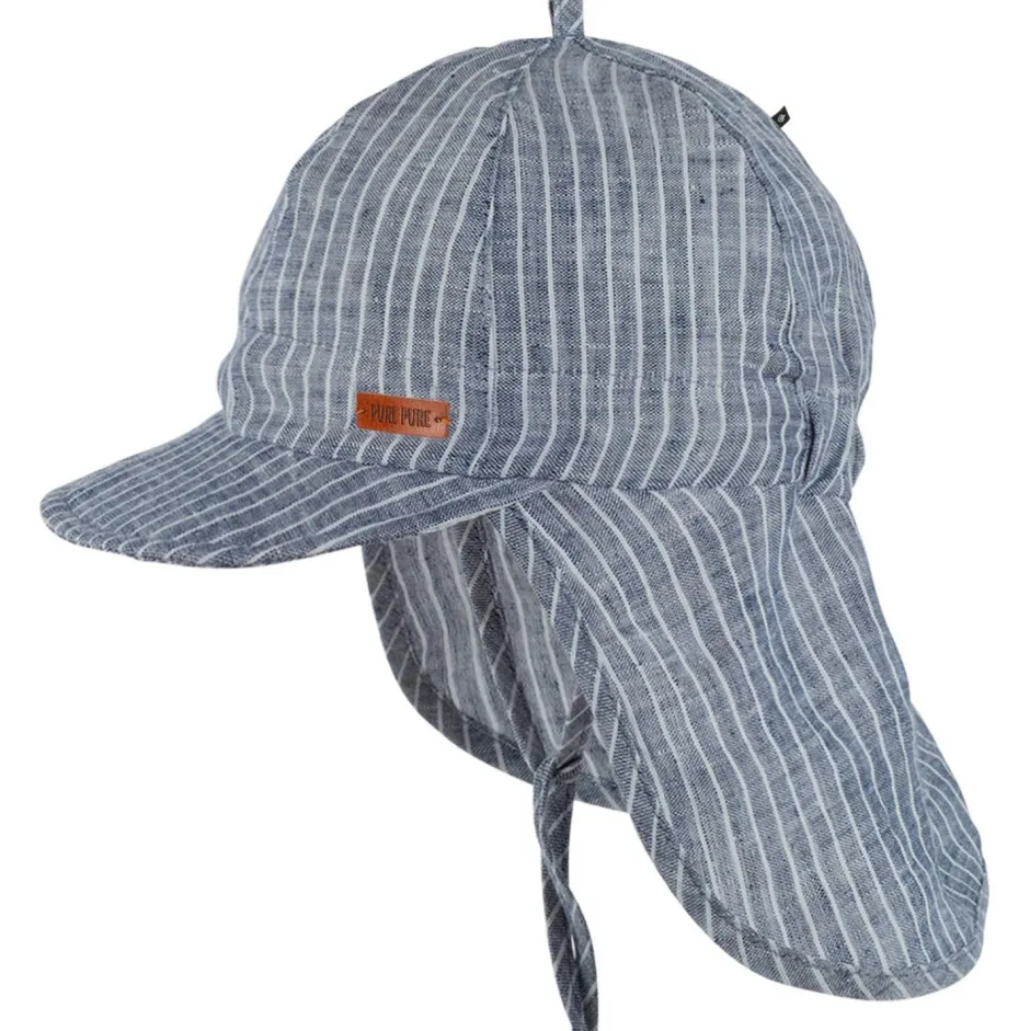 Pure Pure - Kid's Nackenschutz Leinen gestreift - Cap