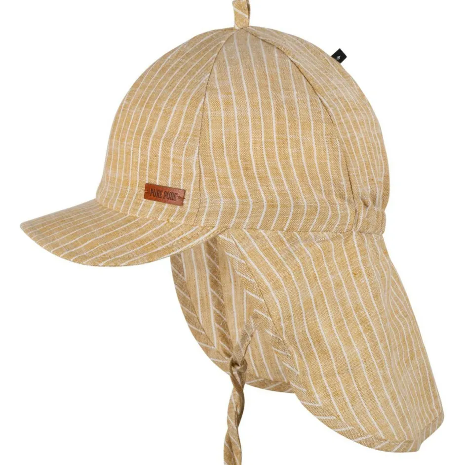 Pure Pure - Kid's Nackenschutz Leinen gestreift - Cap