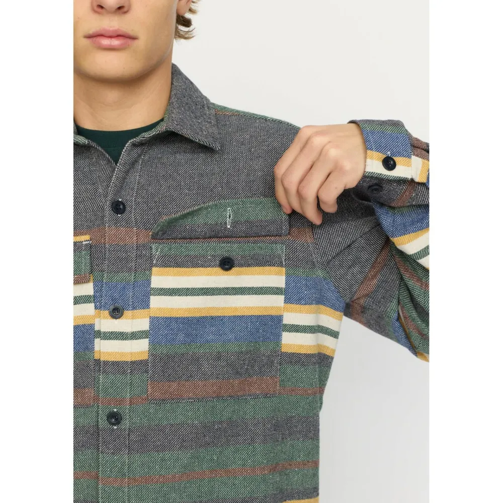 Revolution - Utility Shirt Stripes - Hemd Green Outlet