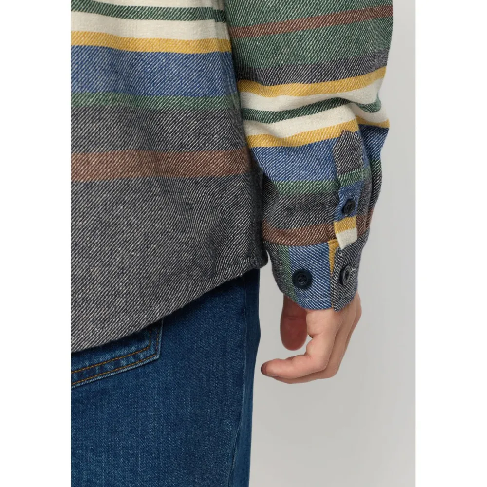 Revolution - Utility Shirt Stripes - Hemd Green Outlet