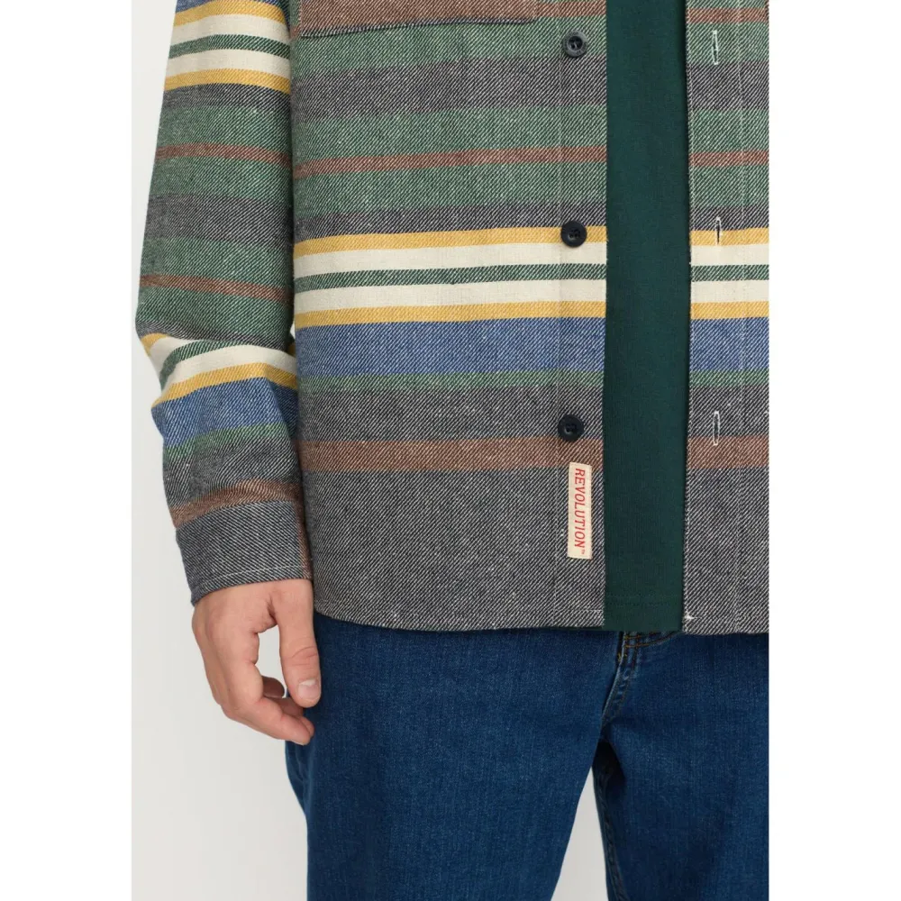 Revolution - Utility Shirt Stripes - Hemd Green Outlet