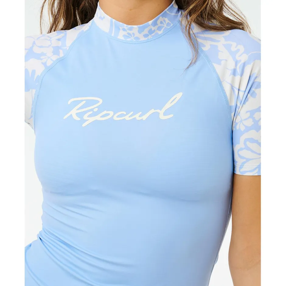 Rip Curl Bademode-- Women's Pacific Coast UPF S/S Rashvest - Lycra Sky Blue