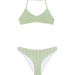 Roxy Bademode-- Kid's Bico Active RG Tri Bra Set - Bikini Oil Green Vert Moda Stripe