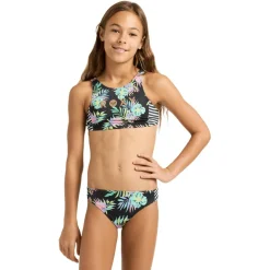 Roxy Bademode-- Kid's Active RG Crop Top Set - Bikini Anthracite Aquarella Active Rg