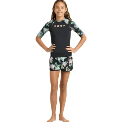Roxy Bademode-- Kid's Active RG S/S Lycra - Lycra Anthracite Aquarella Active Rg